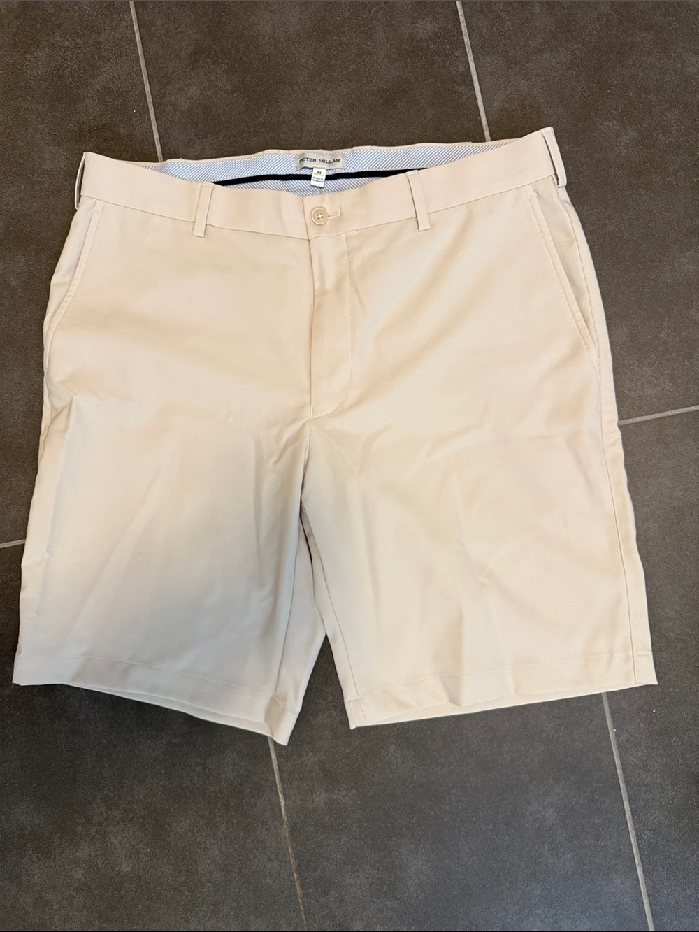 Peter Millar Men's Flat-Front Chino Shorts in Light Beige